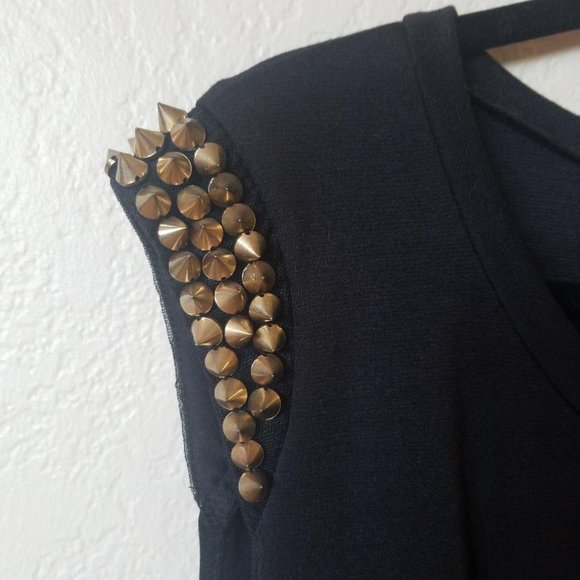 Black Studded Peplum Top - New without tags - Picture 3 of 5